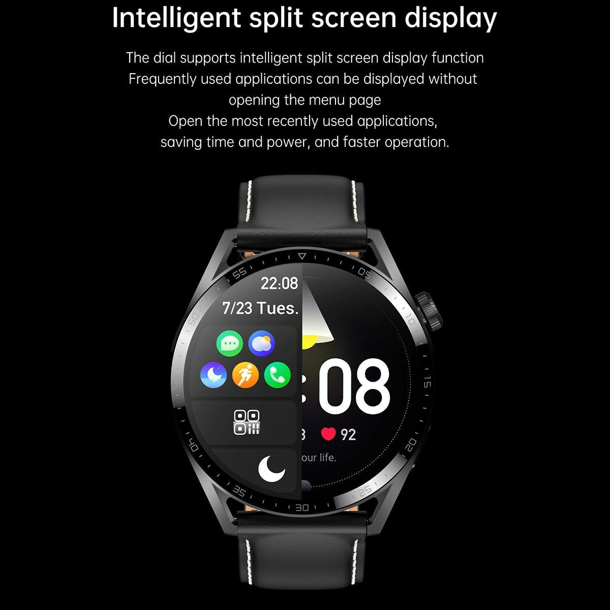 1.36 Inch Round Screen Bluetooth Smart Watch With Leather Strap - Silver 11
