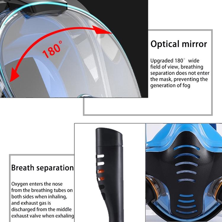 Full Dry Silicone Snorkel Mask for Adults - Double Tube Size l / Xl - Black/Blue 6