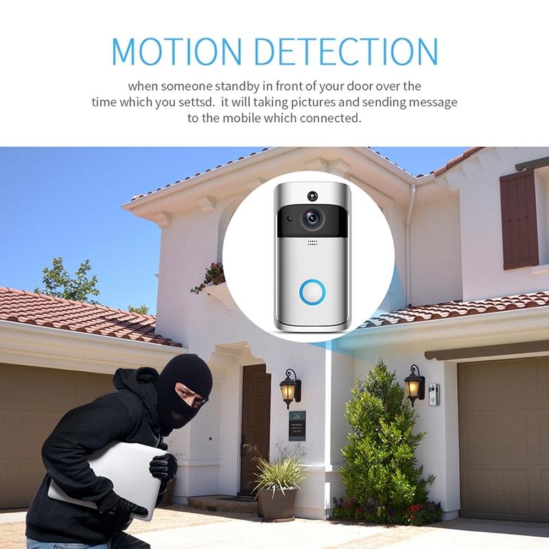 Smart Wifi Video Doorbell With Night Vision & Wide-Angle Camera - 720P Low Power Mobile Remote - Black 5