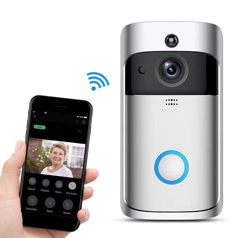 Smart Wifi Video Doorbell With Night Vision & Wide-Angle Camera - 720P Low Power Mobile Remote - Black 12