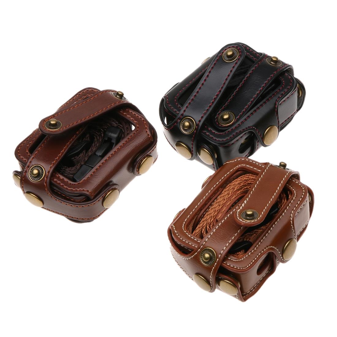 Leather Housing Case with Neck Strap and Buttons for Gopro Hero7 / 6 / 5 - Black - Black 7