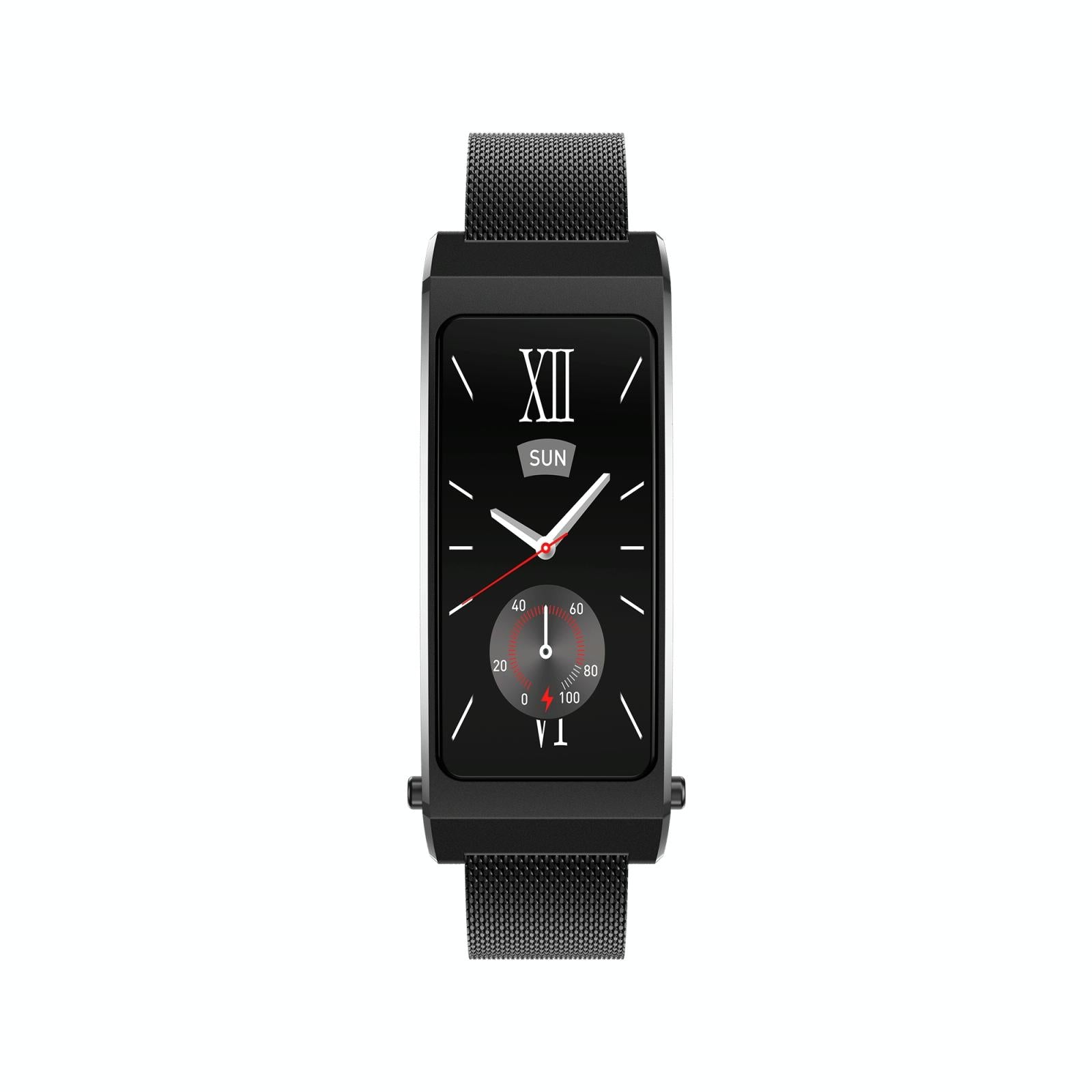 Smart Health Monitoring Bracelet With Bt Call And Leather Strap - Tarnish Milanese Steel Strap 12