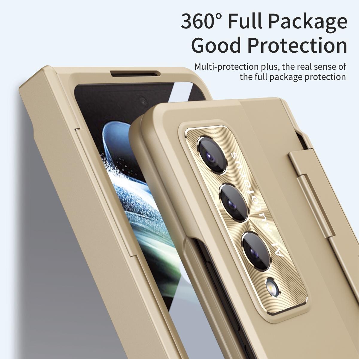 For Samsung Galaxy Z Fold4 5G Full Coverage Hinge Phone Case - Gold 4