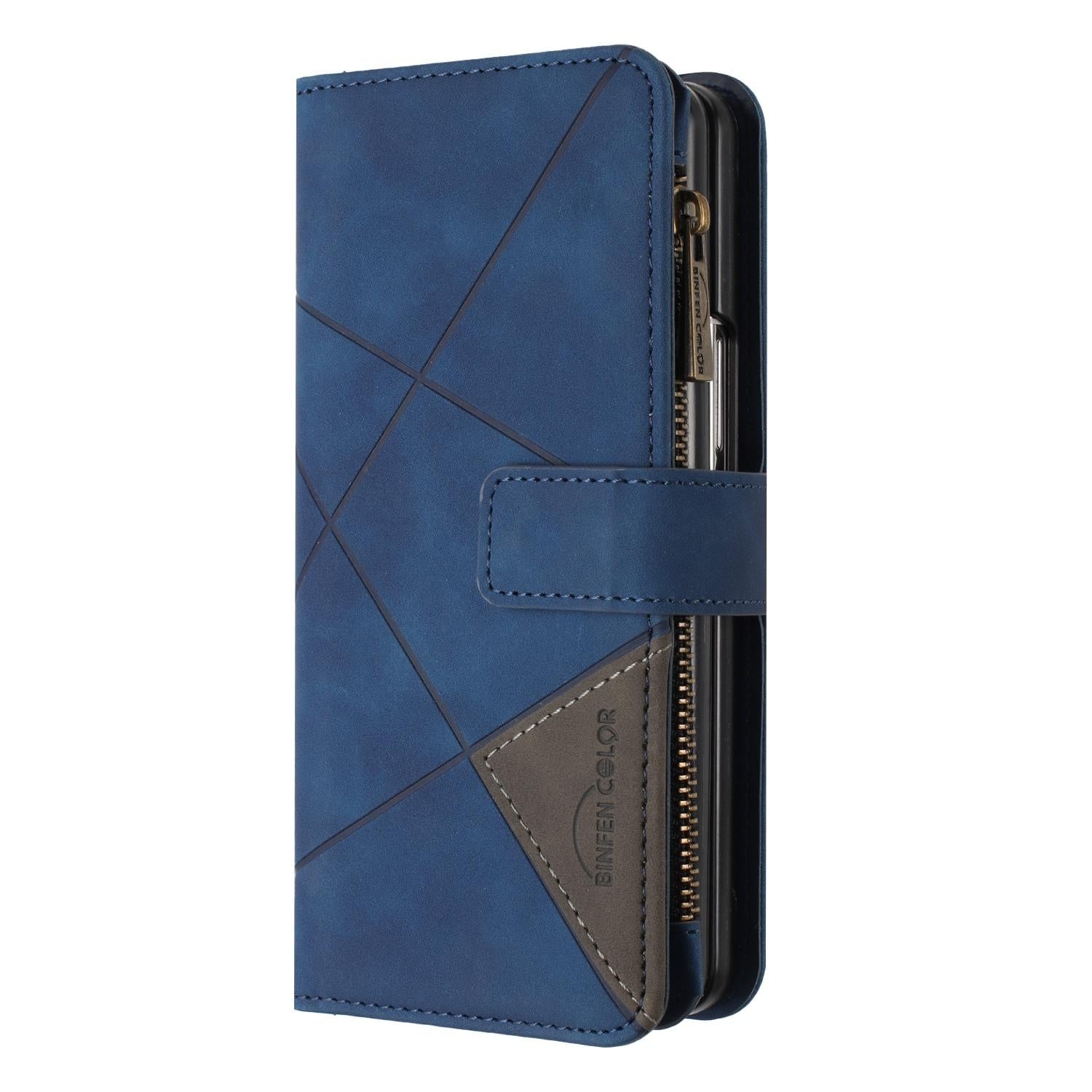 For Samsung Galaxy Z Fold4 5G Leather Zip Wallet With Rhombus Texture - Grey 3