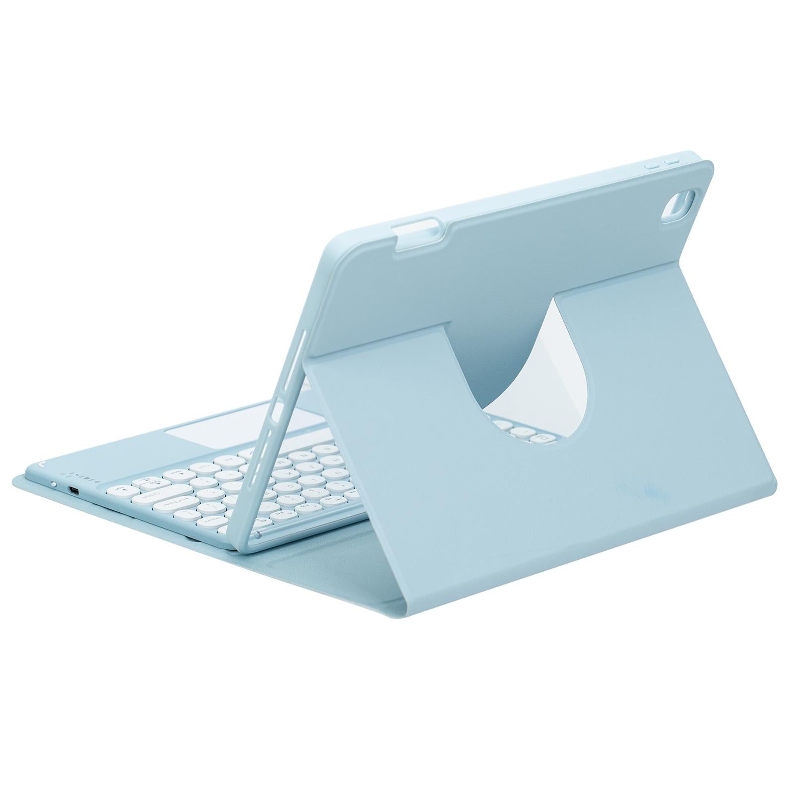 360 Degree Rotatable Bluetooth Keyboard Leather Case - Square Button - Mist Blue - For Ipad Air 2022 / Ipad Pro 11 2021 4