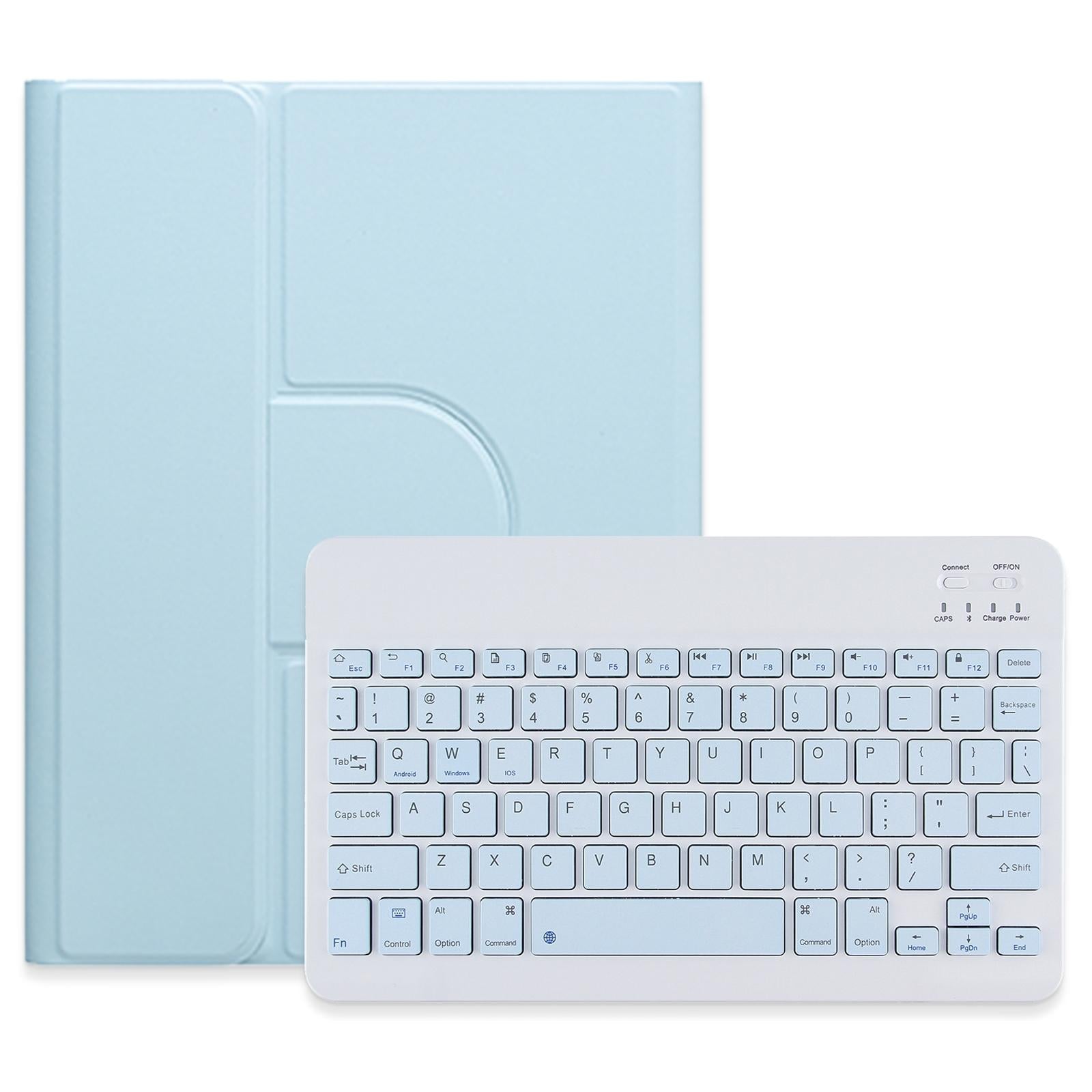 360 Degree Rotatable Bluetooth Keyboard Leather Case - Square Button - Mist Blue - For Ipad Air 2022 / Ipad Pro 11 2021 9