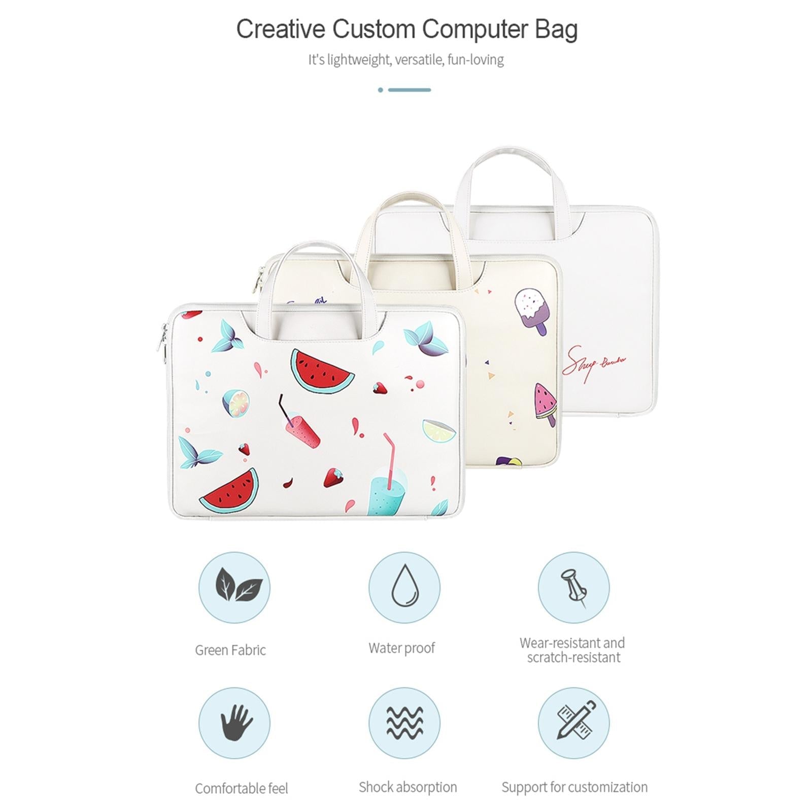 14.1-15.4 Inch Lightweight Printed Laptop Bag in Pu Material - Watermelon 4