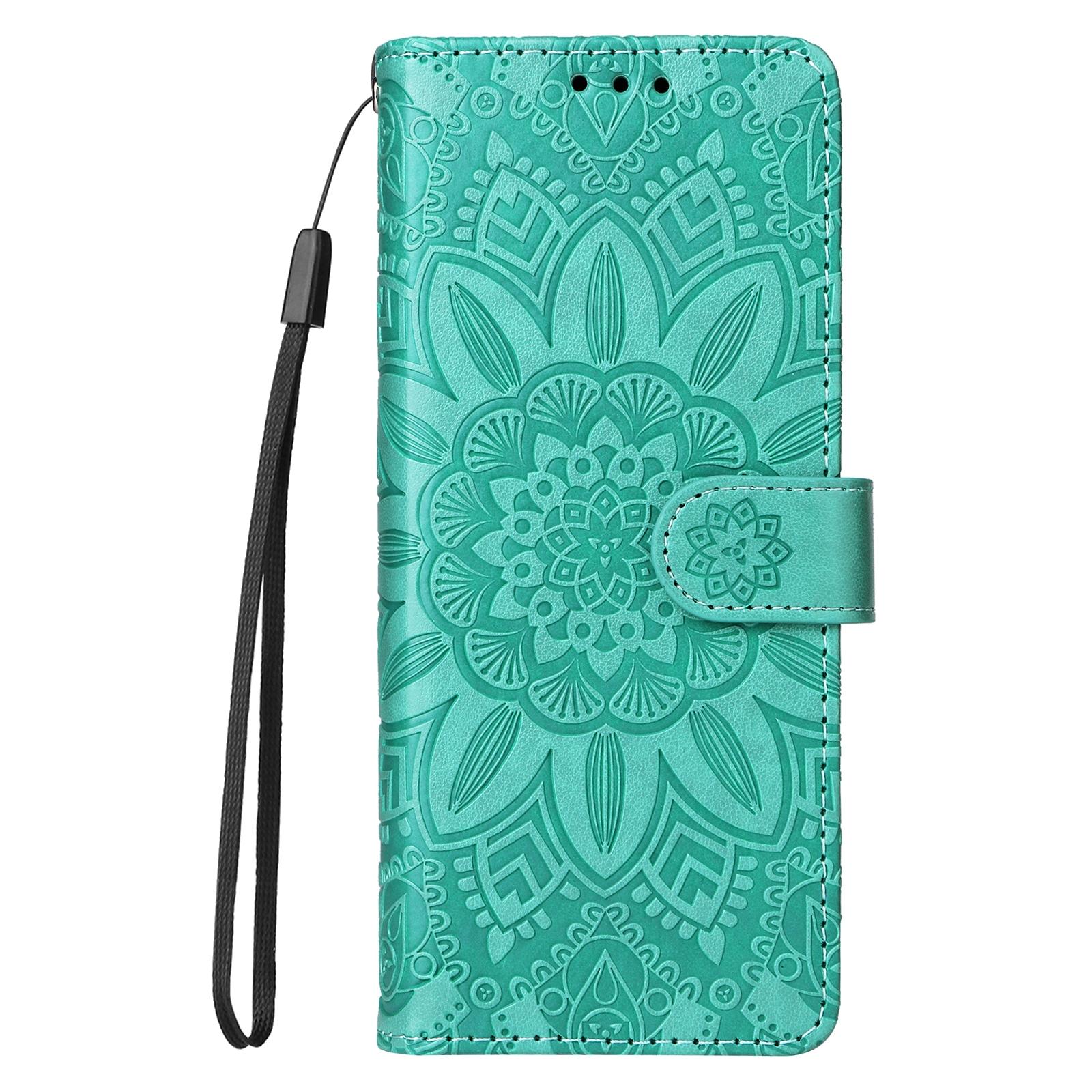 For Samsung Galaxy Z Fold4 5G Sunflower Embossed Leather Phone Case - Blue 3