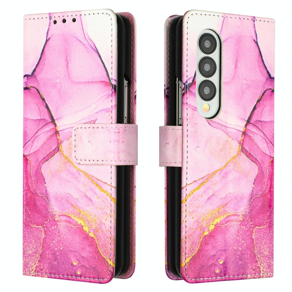 For Samsung Galaxy Z Fold4 5G Marble Leather Flip Case - Green Ls003 3