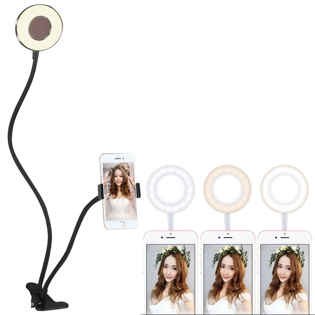 Universal Cell Phone Holder with Selfie Ring Light for Studio Recording and Live Broadcast - Black 7