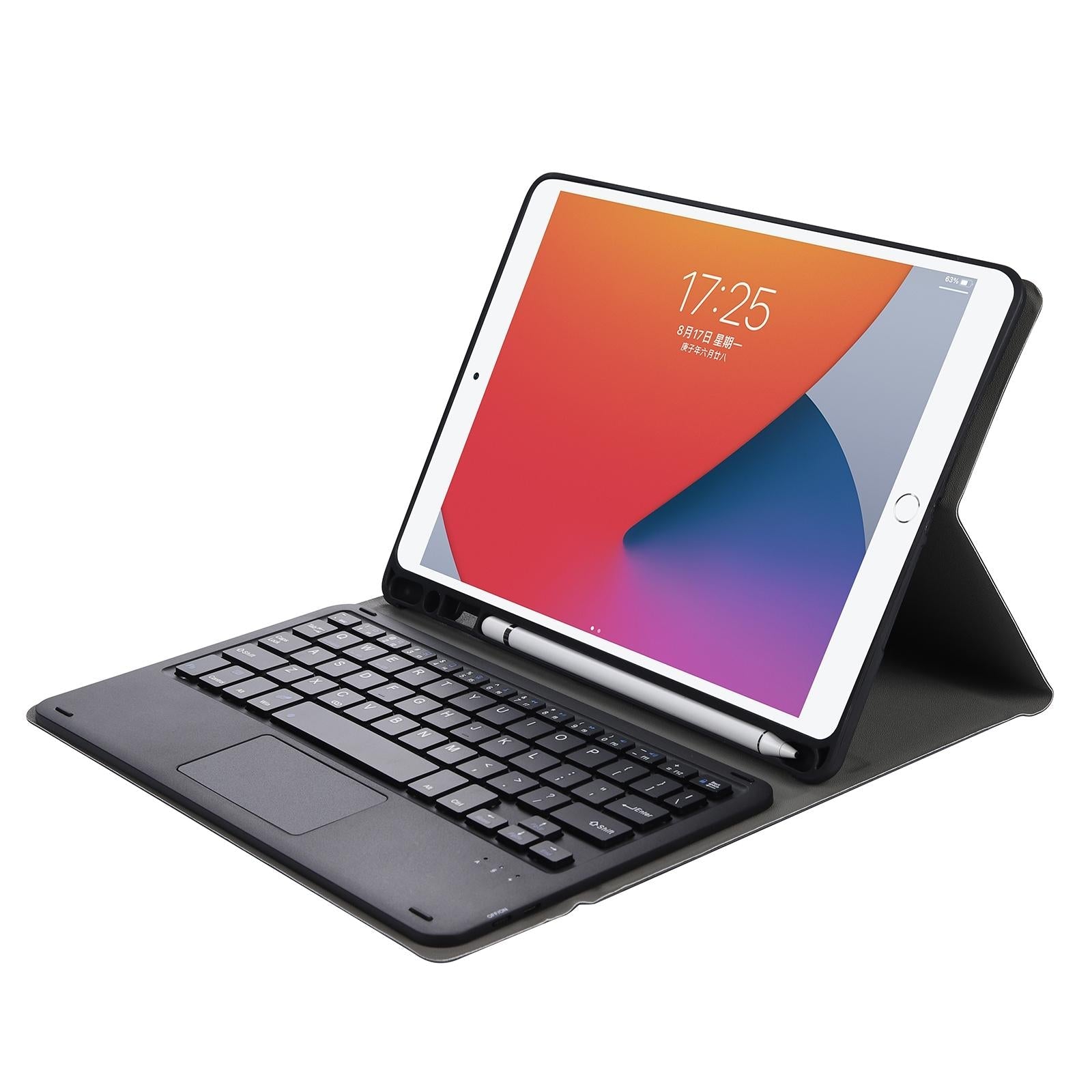 Bluetooth Keyboard Leather Case For Ipad Pro 10.5 With Touch Control - Lambskin Texture Compatible With 10.2 2021 & 2020 & 2019 / Air 3 - Blue 9