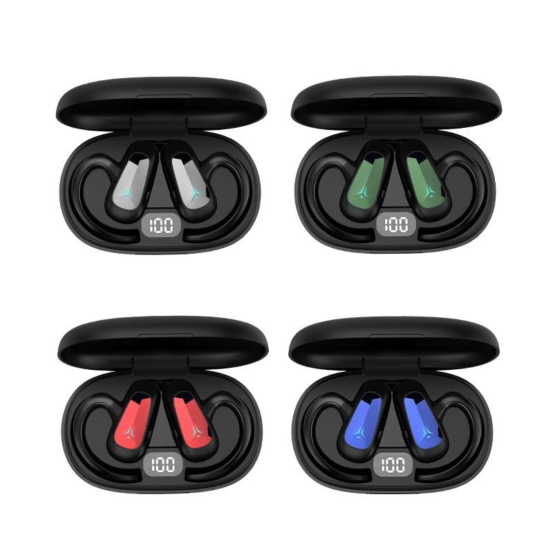 Digital Display Bluetooth Earphones - Bone Conduction Stereo - Red 3