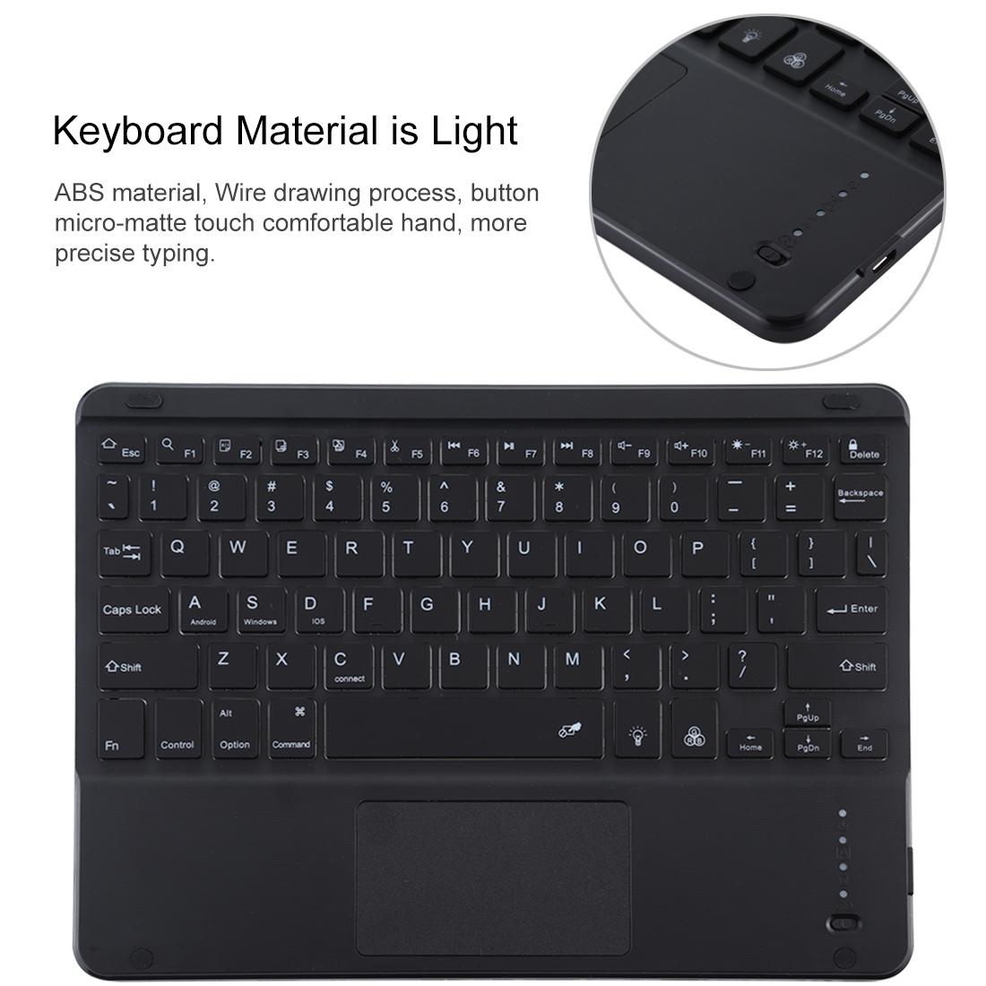 Bluetooth Tablet Case For Ipad 10.2 / Ipad Air 2019 With Touch Pad & Backlight & Pen Holder - Detachable Microfiber Leather - Black 6