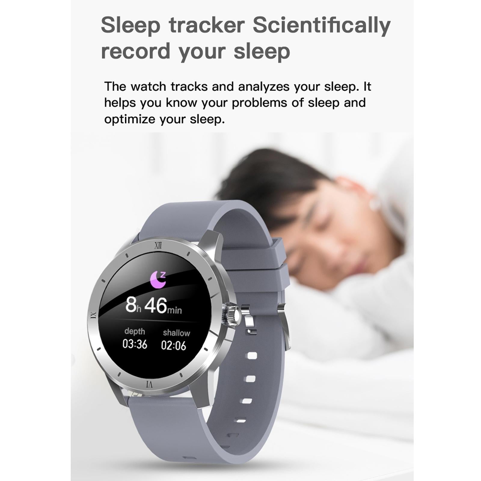 1.3 Inch Ips Colour Screen Ip68 Waterproof Smart Watch Support Bluetooth Call / Sleep Monitoring / Heart Rate Monitoring - Silicone Strap Silver 5