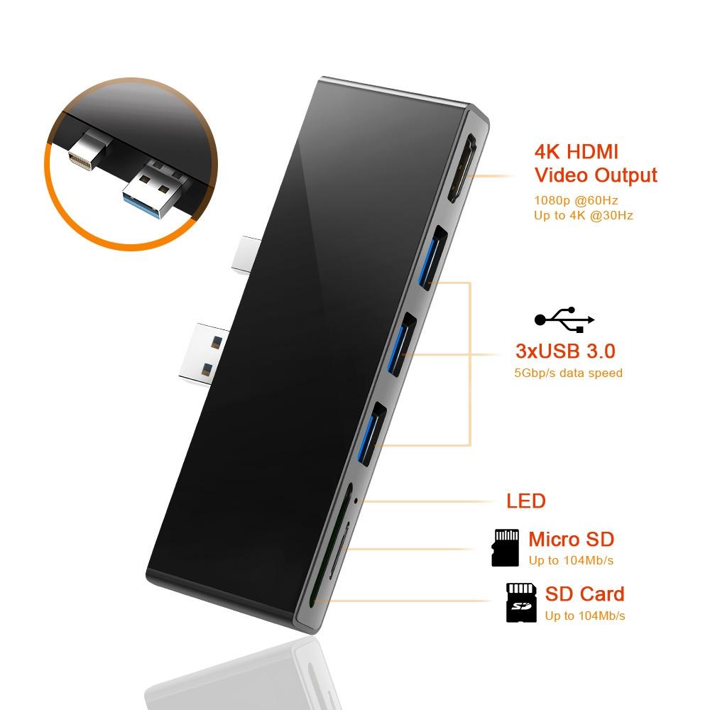 3-Port Usb 3.0 + Hdmi + Sd / Tf Card Reader Hub With 4K Hdmi Adapter 5