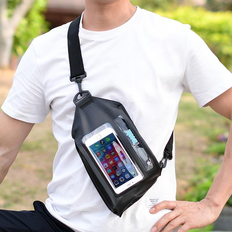Waterproof Crossbody Phone Bag Tteoobl Touch Screen Chest Bag Paste Model - Black 7