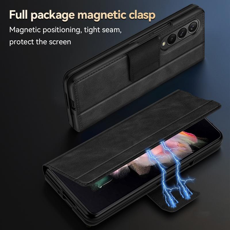 For Samsung Galaxy z Fold4 5G Magnetic Snap Leather Flip Case - All-inclusive - Red 5