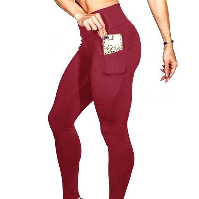 High Elastic Yoga Pants With Pockets For Women Stretch Leggings For Jogging Workout And Running Gym Tights For Women Size M - Blue