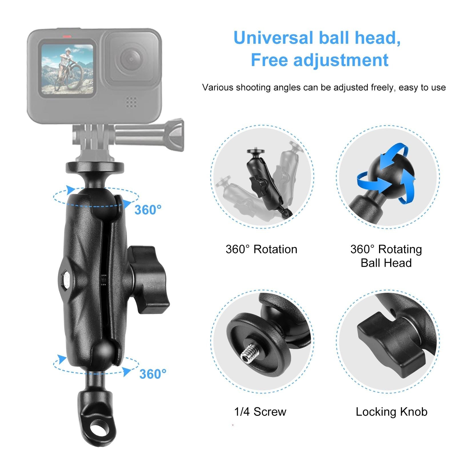 Universal Motorcycle Camera Mount for Gopro and Action Cams 5