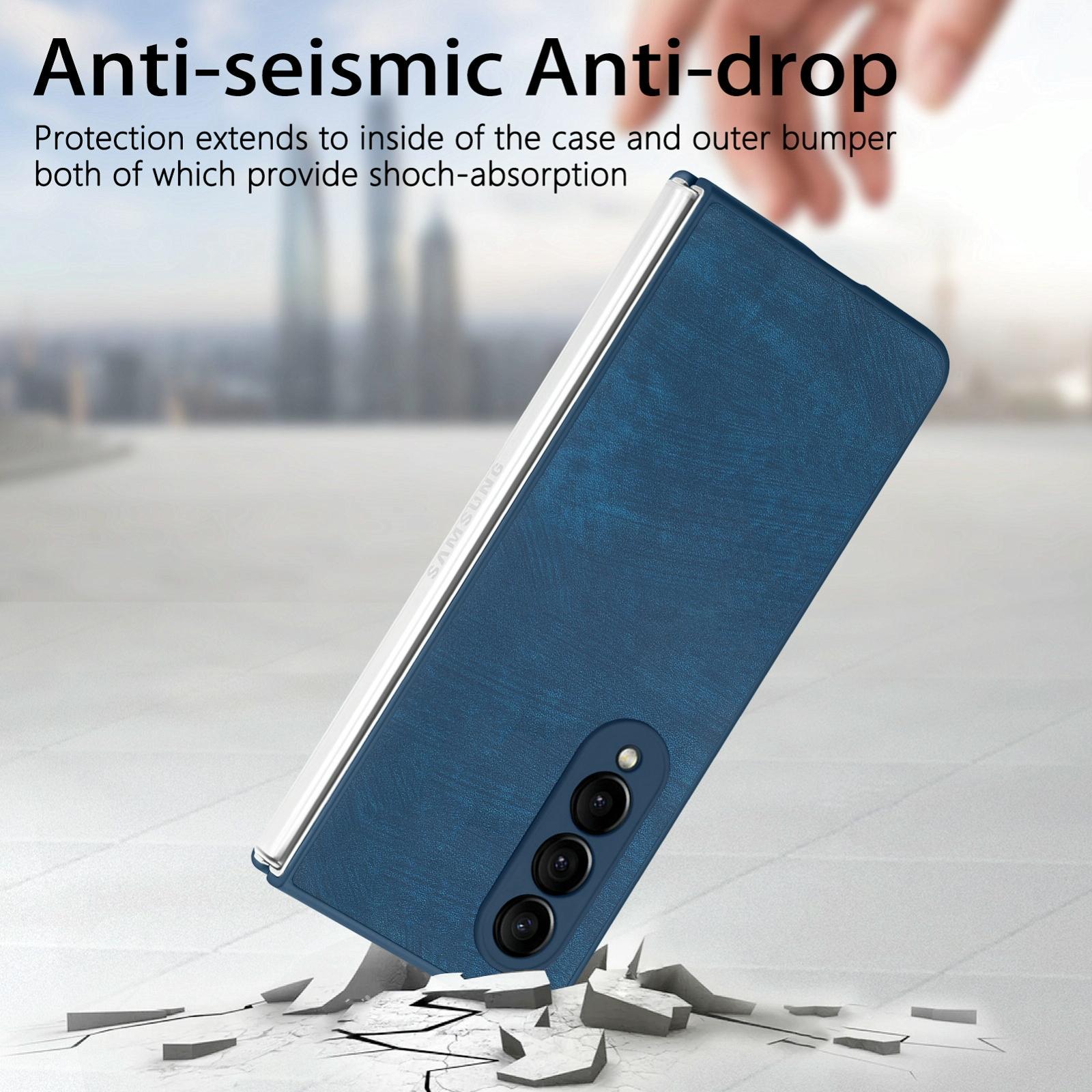 For Samsung Galaxy Z Fold4 5G Vintage Leather Fold Case - Green 4