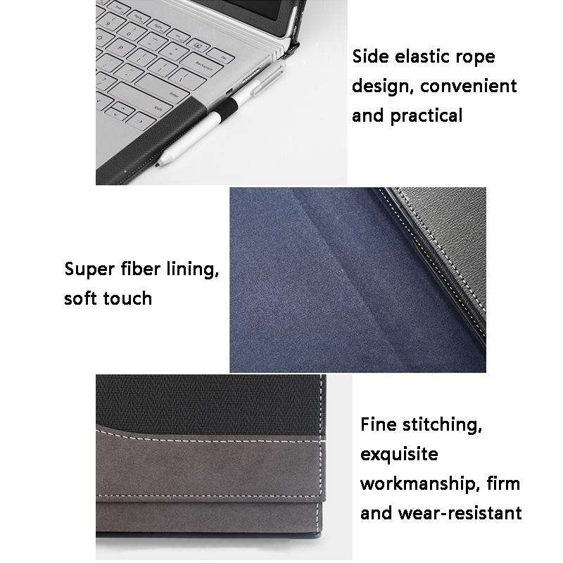 13.5 Inch Protective Sleeve for Microsoft Surface Book 2 in Pu Leather - Gentleman Gray 5