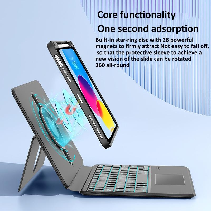 Universal Rotatable Magnetic Keyboard Case For Ipad 10.5 / 10.2 - Suspended Slide Rail Protection - White - For Ipad 10.9 / 11 8