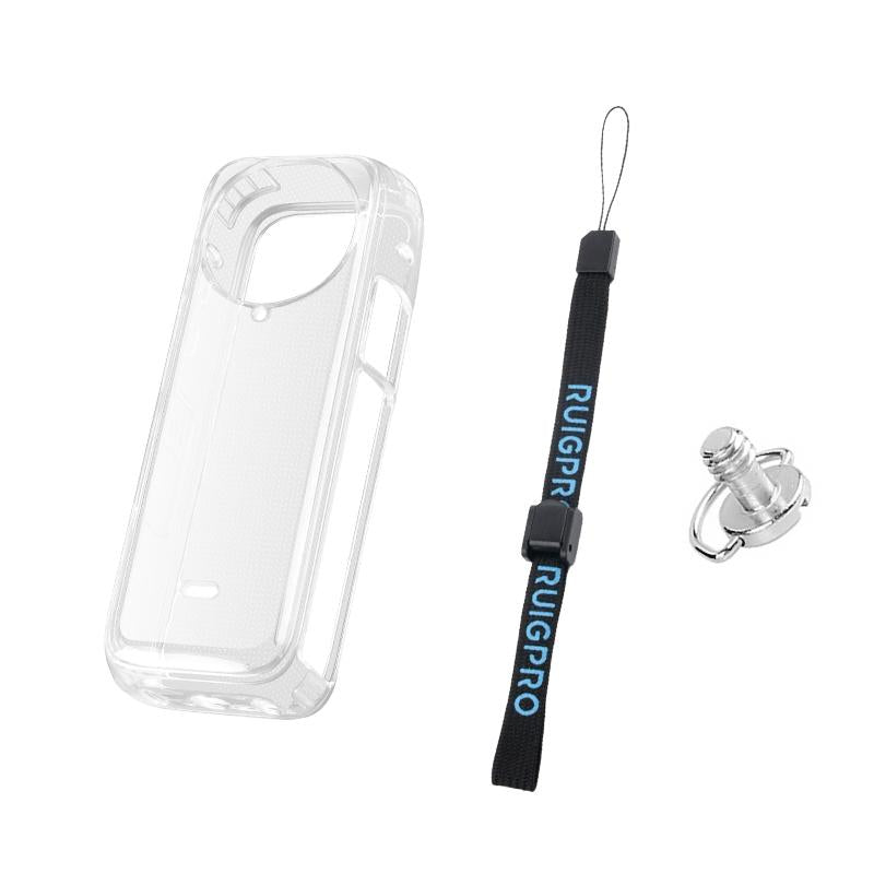 Clear Soft Tpu Protective Case for Insta360 X4 - 1.5mm Thickness - Clear Black - With Hand Strap 8