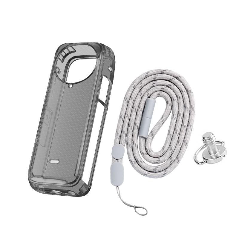 Clear Soft Tpu Protective Case for Insta360 X4 - 1.5mm Thickness - Clear Black - With Hand Strap 10