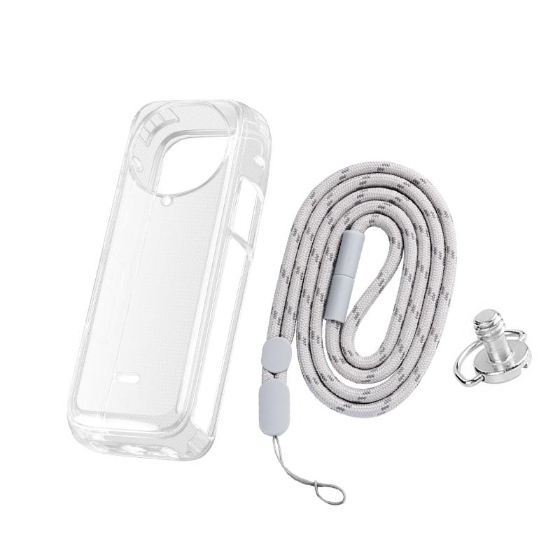 Clear Soft Tpu Protective Case for Insta360 X4 - 1.5mm Thickness - Clear Black - With Hand Strap 13