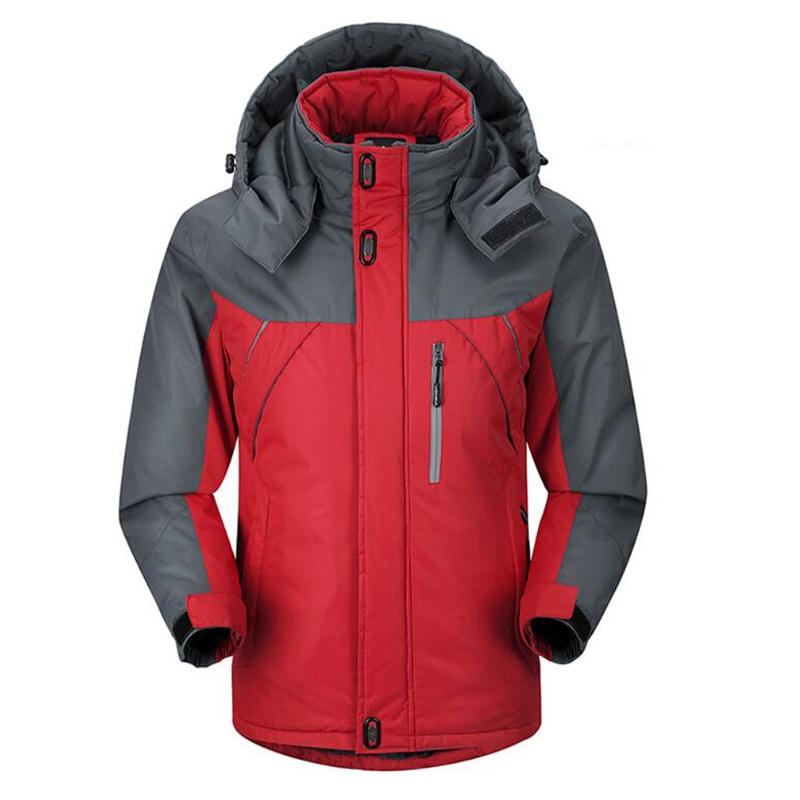 Men Winter Thick Fleece Waterproof Outwear Down Jackets Coats - Size Xxl - Red 3