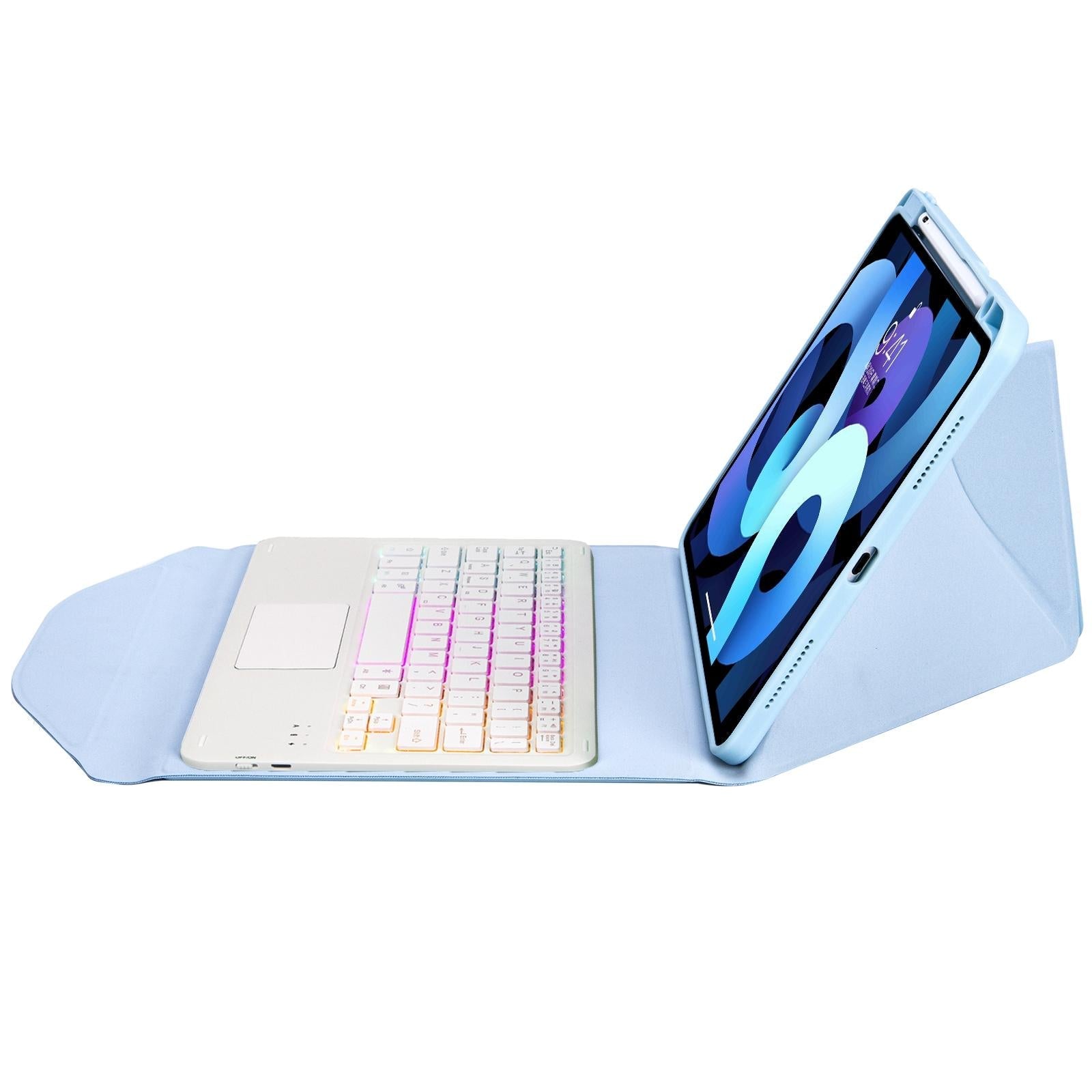 Bluetooth Keyboard Leather Case For Ipad Air 10.9 With Touchpad And Pen Slot Backlit - Pink 11