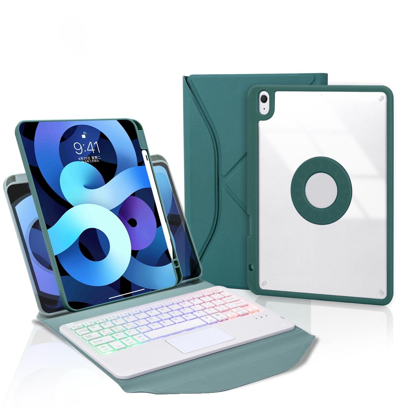 Bluetooth Keyboard Leather Case For Ipad Air 10.9 With Touchpad And Pen Slot Backlit - Pink 12