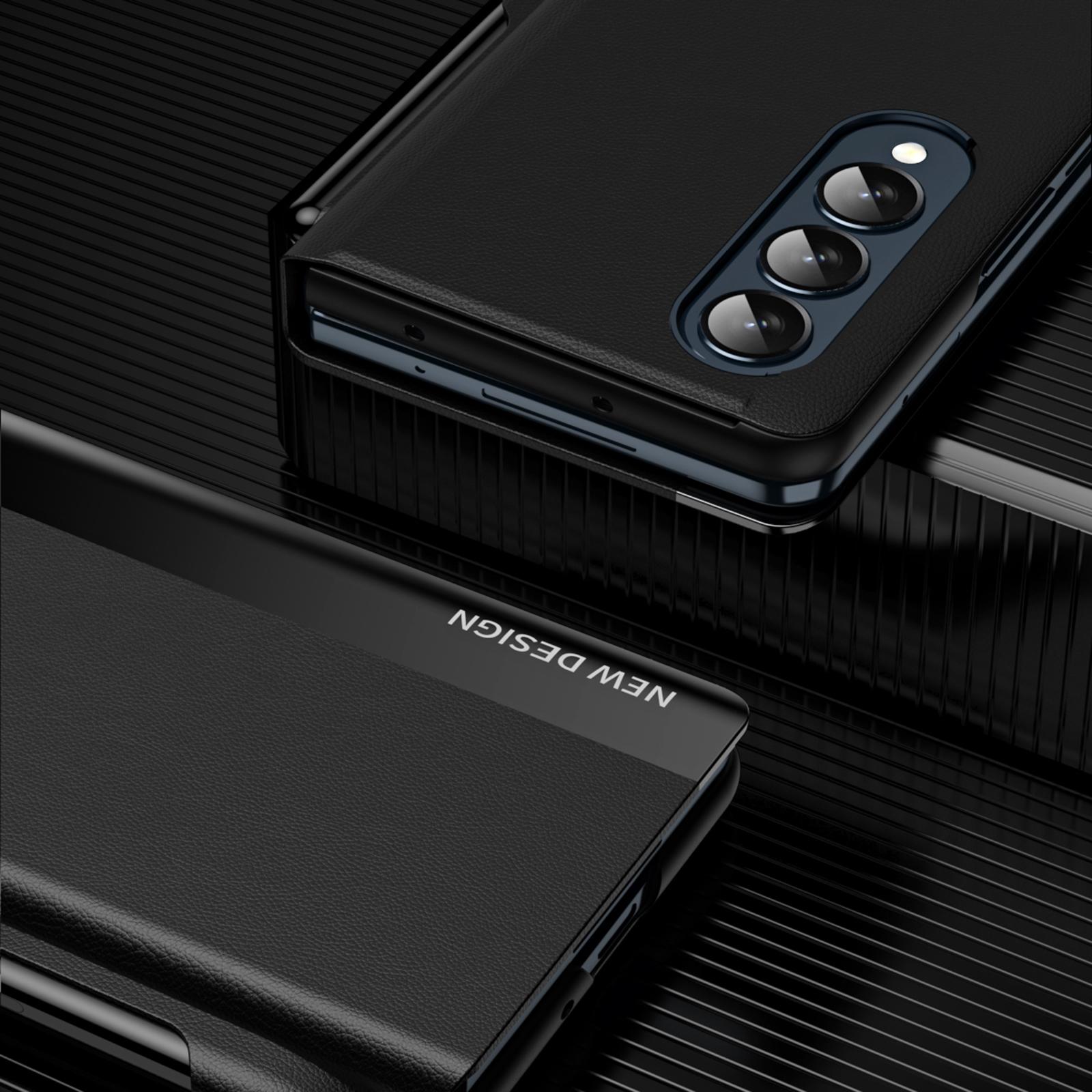 For Samsung Galaxy Z Fold4 5G Leather Phone Case With Pen Slot - Shockproof - Black 7