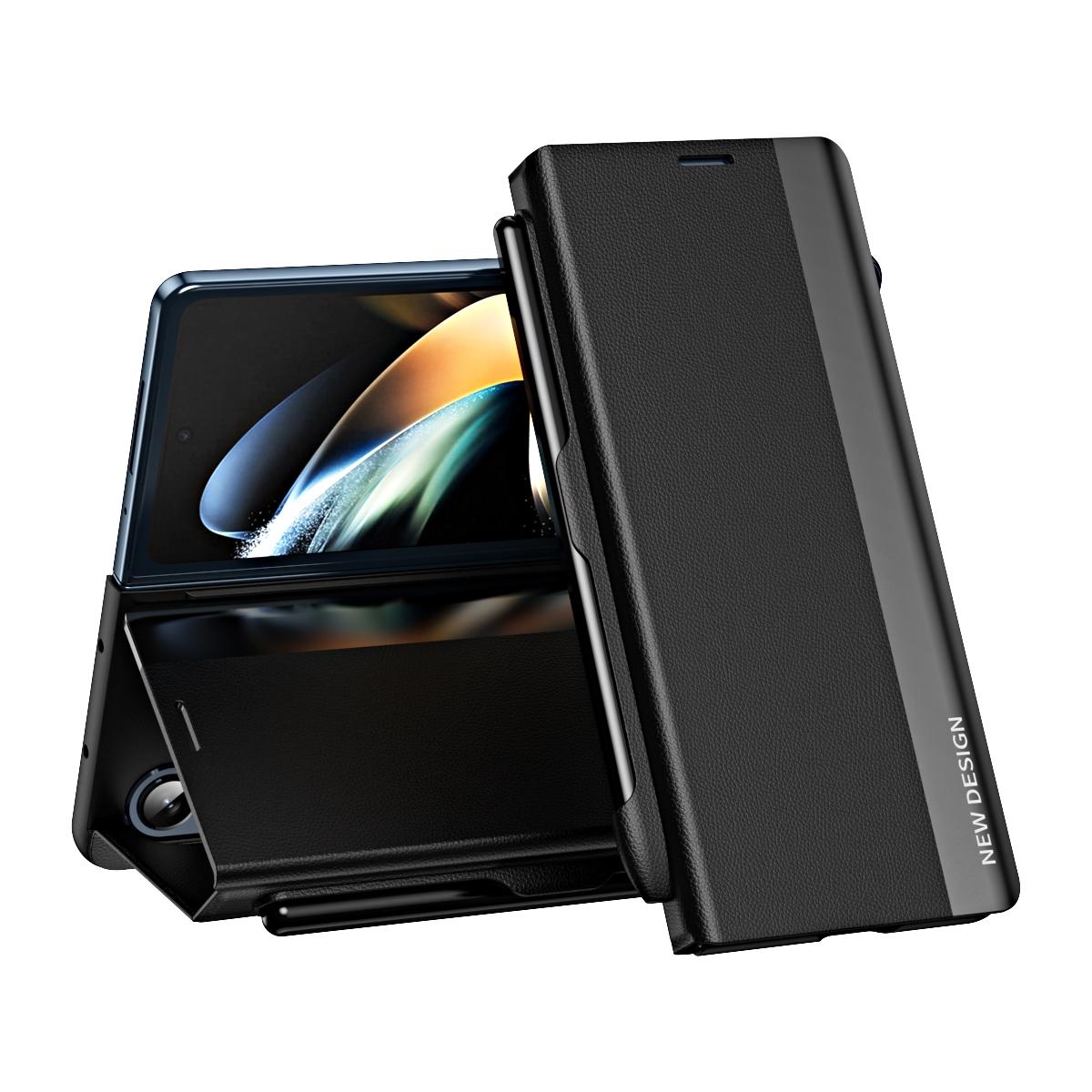 For Samsung Galaxy Z Fold4 5G Leather Phone Case With Pen Slot - Shockproof - Black 10