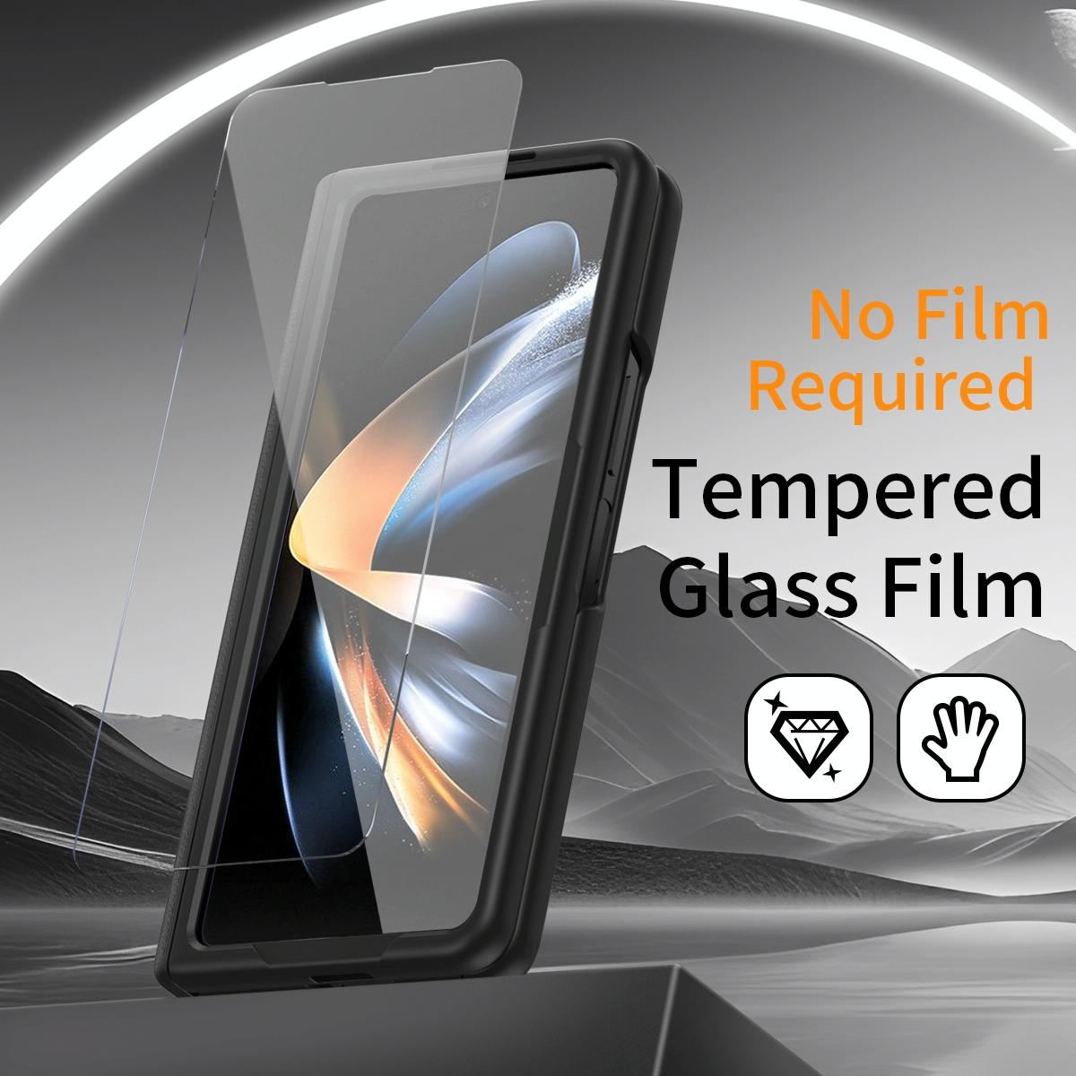 For Samsung Galaxy Z Fold4 5G Leather Wristband Phone Case - Black 14