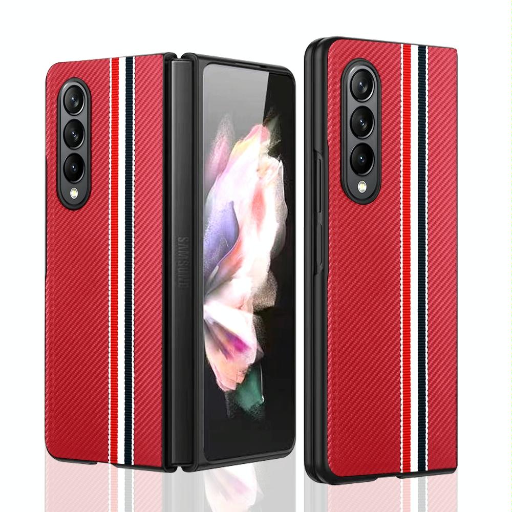 For Samsung Galaxy Z Fold4 5G Shockproof Twill Phone Case - Pc Tpu - Red