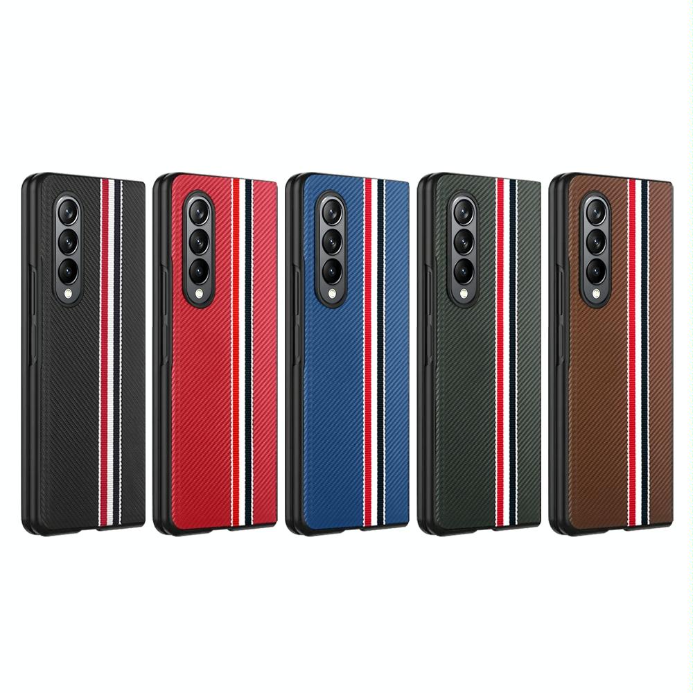 For Samsung Galaxy Z Fold4 5G Shockproof Twill Phone Case - Pc Tpu - Red 3