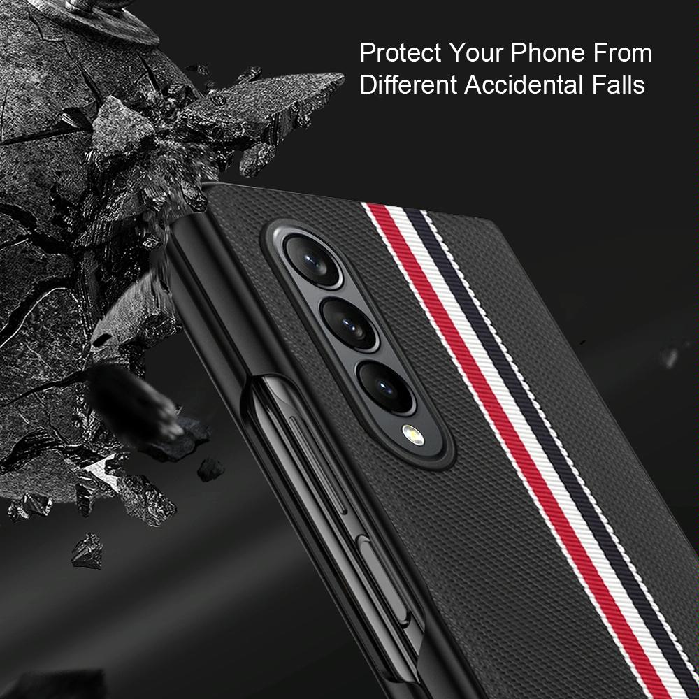 For Samsung Galaxy Z Fold4 5G Shockproof Twill Phone Case - Pc Tpu - Red 7