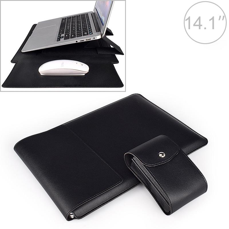 14.1 Inch Laptop Sleeve Leather Case with Small Storage Bag - Yellow 7