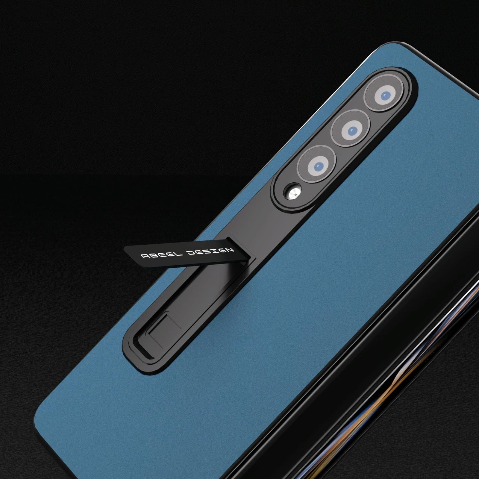For Samsung Galaxy Z Fold4 5G Phone Case With Holder - Silky Soft Edge - Blue 14