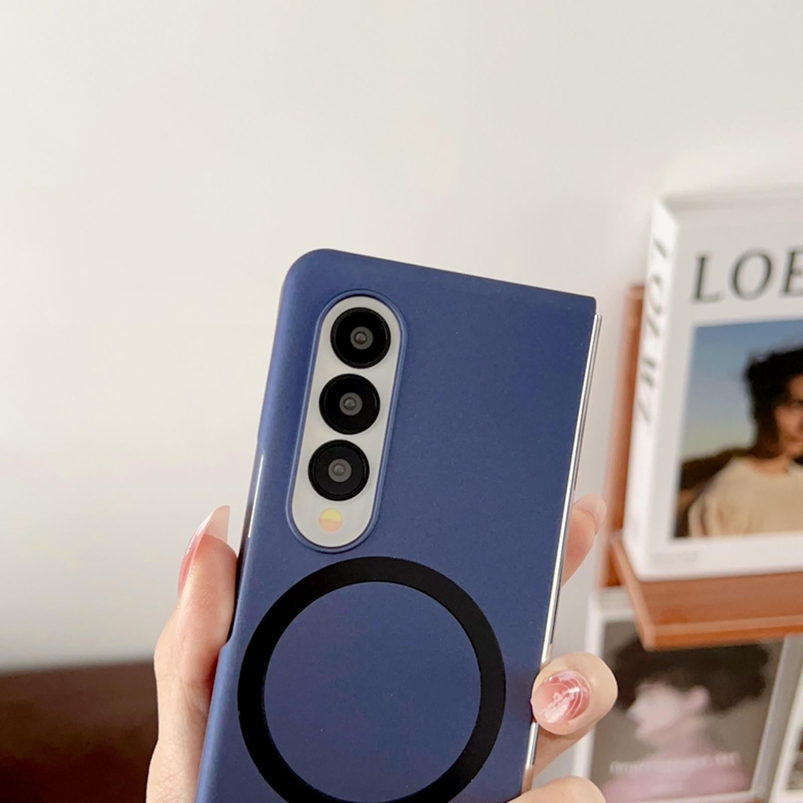 For Samsung Galaxy Z Fold4 5G Shockproof Magnetic Phone Case - Skin Protection - Blue 4