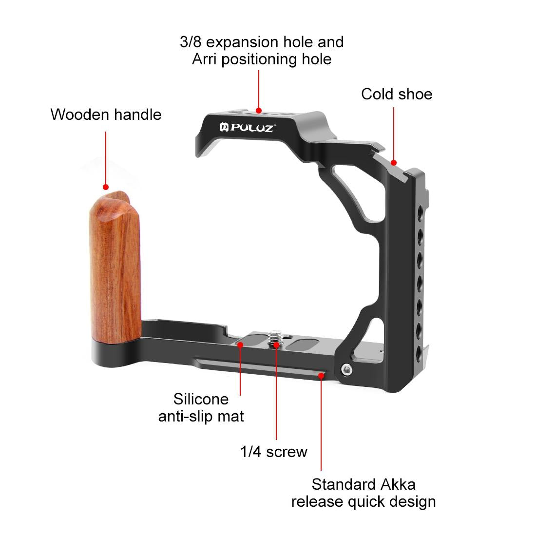 Wood Handle Metal Camera Cage For Nikon Zfc Stabilizer Rig - Black 4