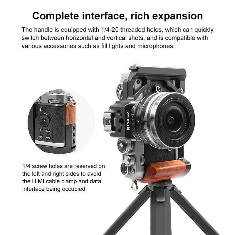 Wood Handle Metal Camera Cage For Nikon Zfc Stabilizer Rig - Black 5