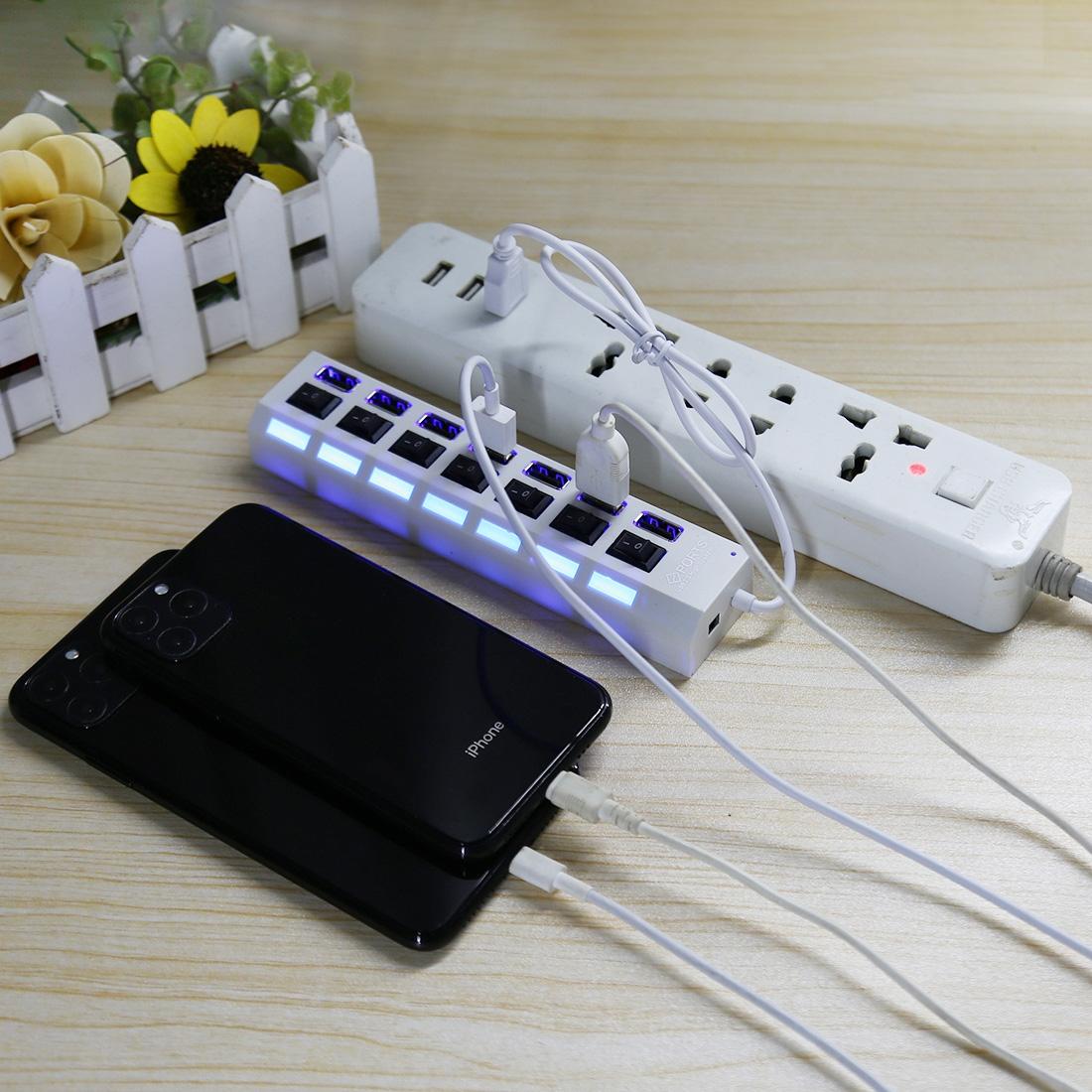 7-Port Usb Hub With High Speed 480Mbps On / Off Switch & 7 Leds - Black 4