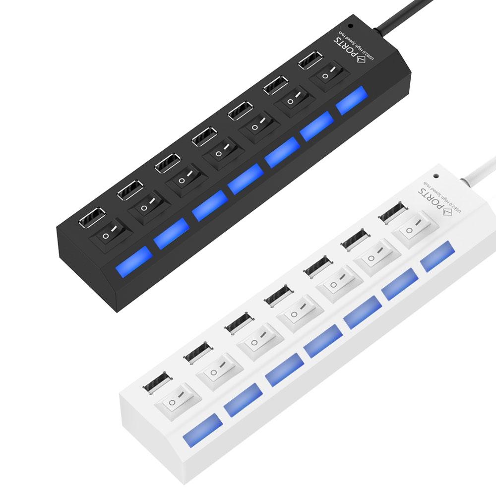 7-Port Usb Hub With High Speed 480Mbps On / Off Switch & 7 Leds - Black 13