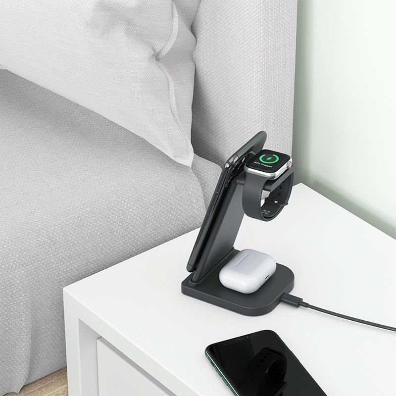 3 In 1 Foldable Charging Stand For Iphones Apple Watch And Airpods - Black 7