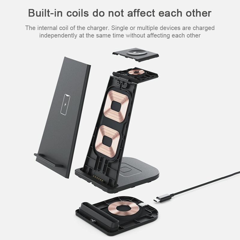3 In 1 Foldable Charging Stand For Iphones Apple Watch And Airpods - Black 8