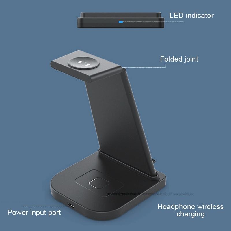 3 In 1 Foldable Charging Stand For Iphones Apple Watch And Airpods - Black 12