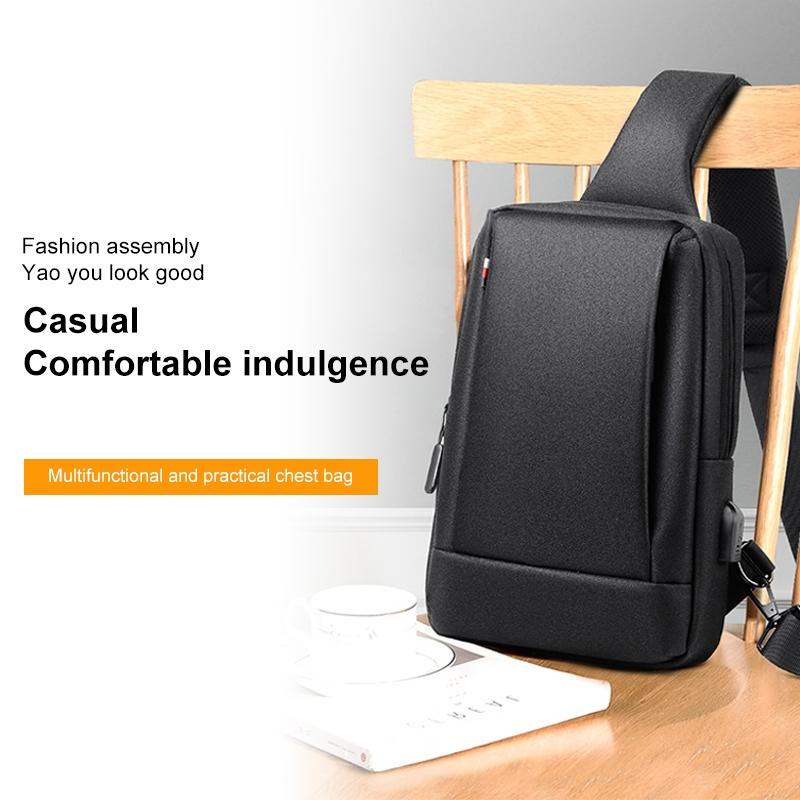 Business Chest Bag Oxford Cloth One Shoulder Crossbody - Black 11