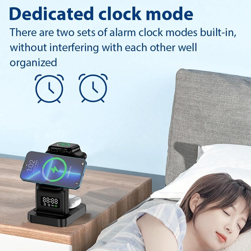 15W Magnetic Wireless Charger With Clock - Black 6